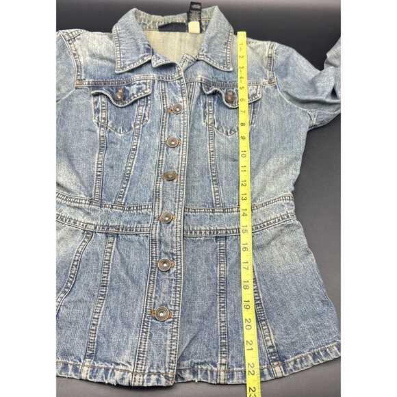DKNY Womens Button Up Tailored Blue Medium Wash Denim Jacket Sz M - Picture 7 of 10